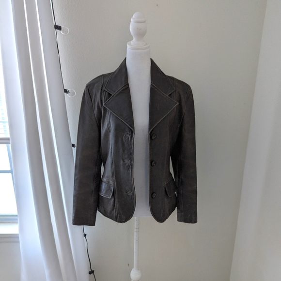 Vintage Jackets & Blazers - 🟤 3/$25🟤 Vintage 90s Diva Pelle Leather Jacket Size Small